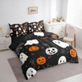 thumbnail image 2 of Manfei Halloween Ghost Pumpkin Full Size Bedding Sets 7 Pieces, Festival Theme Full Size Bed in a Bag, Black Orange White,Black Reversible, 2 of 7