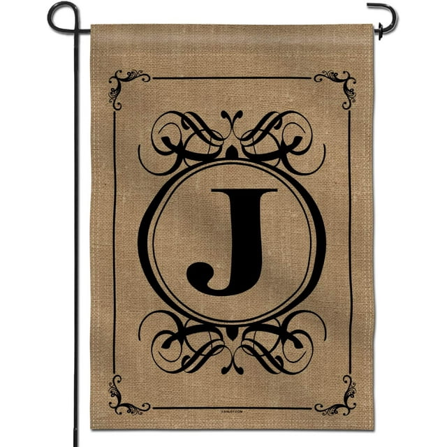 Anley Classic Monogram Letter J Garden Flag, Double Sided Family Last Name Initial Yard Flags - Personalized Welcome Home Decor - Weather Proof & Double Stitched - 18 x 12.5 Inch