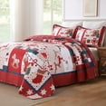 thumbnail image 3 of 3 PCS Vintage Christmas Patchwork Quilt Set – Reversible Holiday Bedspread, 3 of 13
