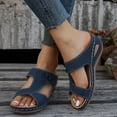 thumbnail image 4 of Womens Open Toe Slide Sandals T-Strap Arch Support Wedges Shoes Comfortable Slip On Summer Sandals, 4 of 8