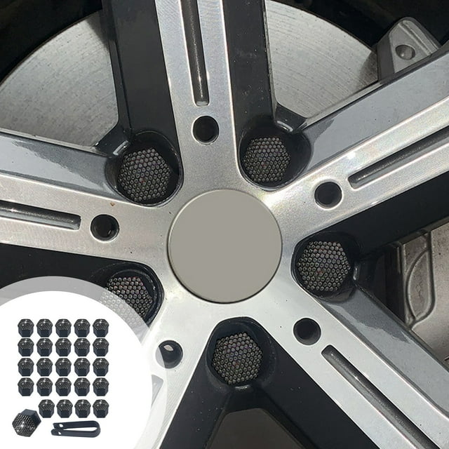 Aqestyerly Diamond Studded Car Tire Nut Cover,19 Inch Wheel Hub Decorative Cover,Blue Auto Tire Screw Cap,Gm Wheel Hub Trim,Stylish Diamond Studded Accessory
