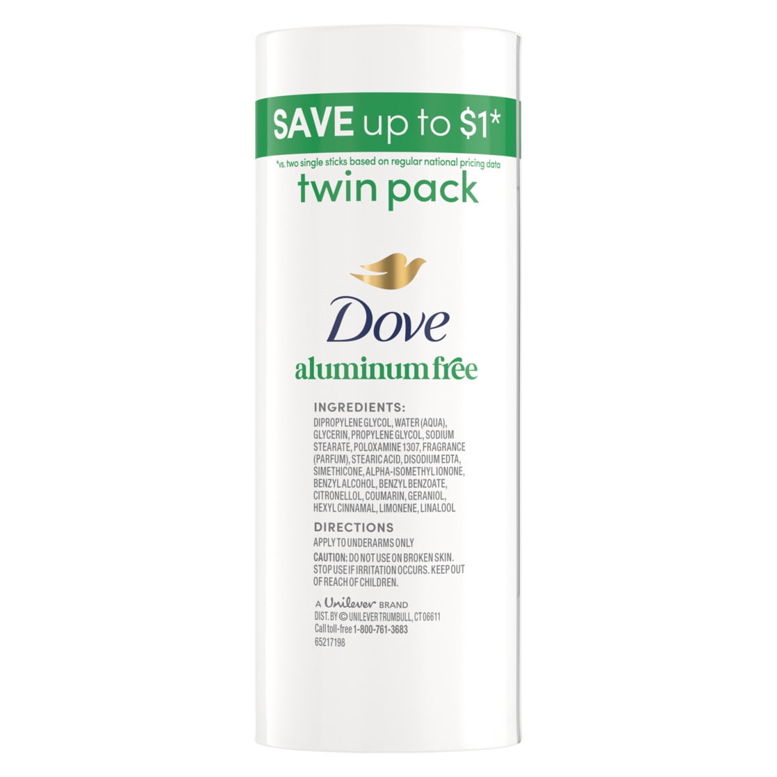 Dove Deodorant Stick for 72 Hour Odor Protection Cucumber & Green Tea Aluminum Free, 2.4 oz 2 Count