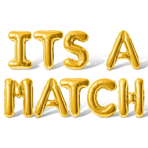 Letter Balloons - ITS A MATCH 16" Inch Alphabet Letters Foil Mylar Balloon Match Day Party Banner (Gold)