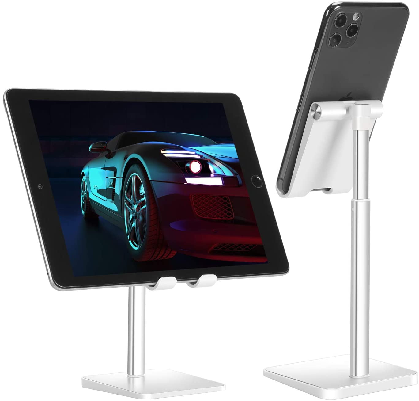 Cell Phone Stand Adjustable Angle Height Desk Phone Dock Holder For Iphone Se 2 11 11 Pro Xs Max Xr Samsung Galaxy S S10 S9 S8 And Other Phones 3 5 7 0 Inch Silver