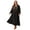 Black, variant on Women's Plus Size Embroidered Polka Dot Notched Long Sleeve Dress 95% Polyester 5% Elastane Comfortable Everyday Fit