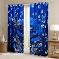 thumbnail image 2 of Feelyou Anniversary Rose Black Out Curtains, Fashion Princess Diamond Curtains Pack of 2 (42x63 Each), Romantic Flower Blue Bedroom Curtains, Black Out Curtains Decor, 2 of 6