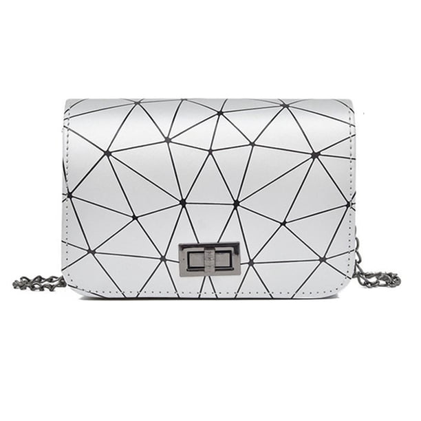 Sywqhk Bolsos De Cadena De Bolso De Mensajero Con Estampado Geométrico De Cuero Retro Para Mujer (Plata) Sywqhk Para estrenar