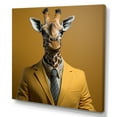 thumbnail image 2 of Designart "Elegant Giraffe in a Suit" Animals Wall Art - Modern Brown Giraffe Fashion Bedroom Canvas Wall Art, 2 of 6