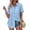 Clear Blue, variant on Zeagoo Shirts for Women Button Down Linen Cotton 100% Casual Shirts Short Sleeve Tops Business Blouses