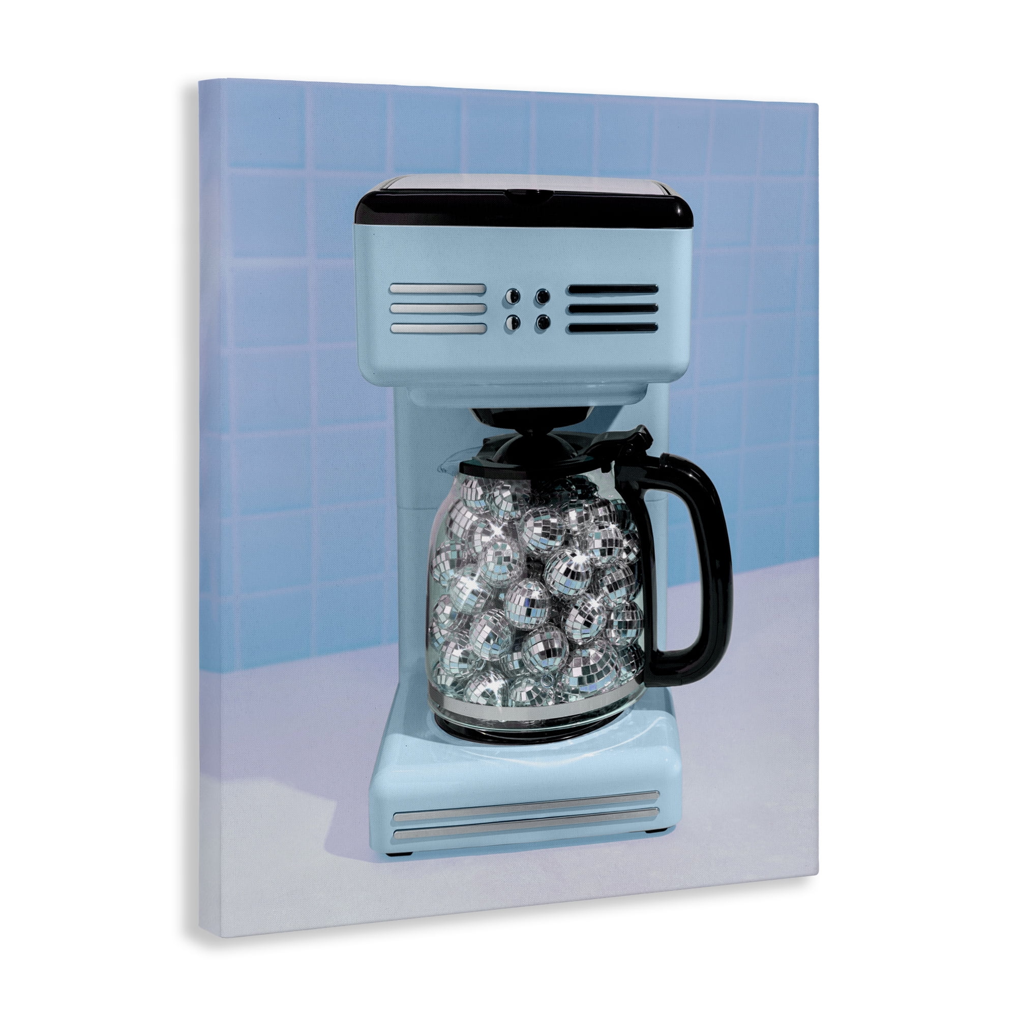 Stupell Industries Disco Coffee Maker over Blue Canvas Wall Art, design by LISH Creative