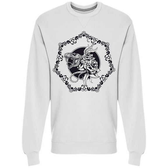 Snake With Roses Drawn Sweatshirt Men -Image by Shutterstock, Male x-Large