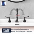 thumbnail image 5 of 8 Inch Oil Rubbed Bronze Widespread Bathroom Faucet 3 Hole 360 Swivel Spout with Pop Up Drain and cUPC Hoses, 5 of 7