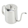 thumbnail image 4 of Vierta sobre la tetera de café Cafetera con boquilla de goteo estrecha de mano de acero inoxidable Cafetera con cuello de cisne 600 ml Plata, 4 of 14