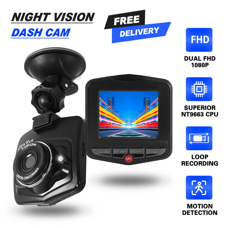 Dashcam Car Camera with 2.4 inch LCD Screen, 1080P HD Car Automotive Dash Cam Front Rear Driving Recorder WDR for Car Truck Suv, Night Vision, Loop