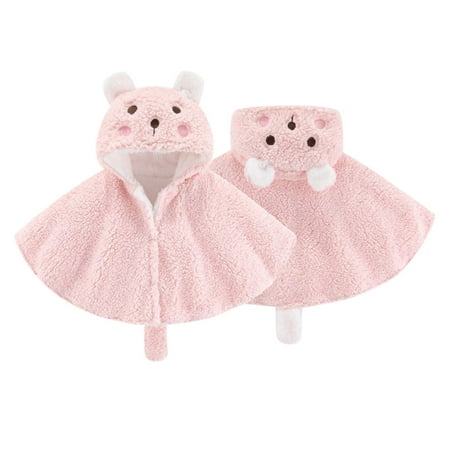 

dmqupv Outwear Cape Baby Coat Cloak Warm Girls Kids Christmas Princess Thick Hooded Girls Coat&jacket Winter Jacket For Boys Sweater Pink 12-24 Months