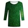 thumbnail image 4 of Womens 3/4 Sleeve Shirts Oversized Printed T Shirt Casual Sequined Round Neck Loose Fashion Top Trendy Flowy Tees, 4 of 5