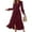 Wine, variant on Women's Summer Fashion Long Sleeve Solid Color Dot Boho Corset Dress Bohemian Style with Waist Accent for Festive Outings Lightweight and Chic Seasonal Wear,Blue XL