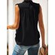 thumbnail image 5 of Luxtrada - Camiseta sin mangas para mujer, estilo informal, elegante, con fruncido, holgada, con botones, cuello alto, color liso, con volantes, talla grande, blusa de verano (negro, M), 5 of 7
