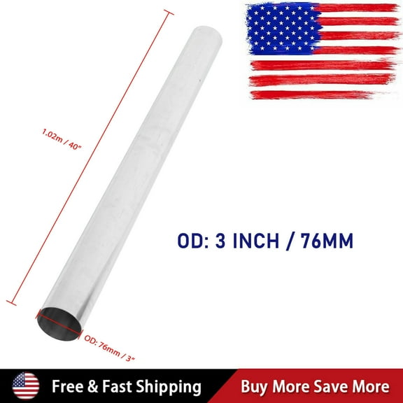 3" Inch 76MM T304 Stainless Steel Straight Exhaust Pipe Tube Piping Tubing 40'' Length