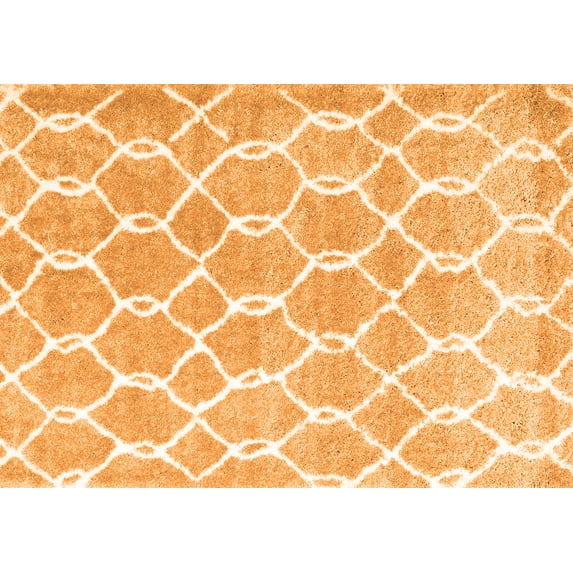 Ahgly Company Indoor Rectangle Trellis Orange Modern Area Rugs, 7' x 10'