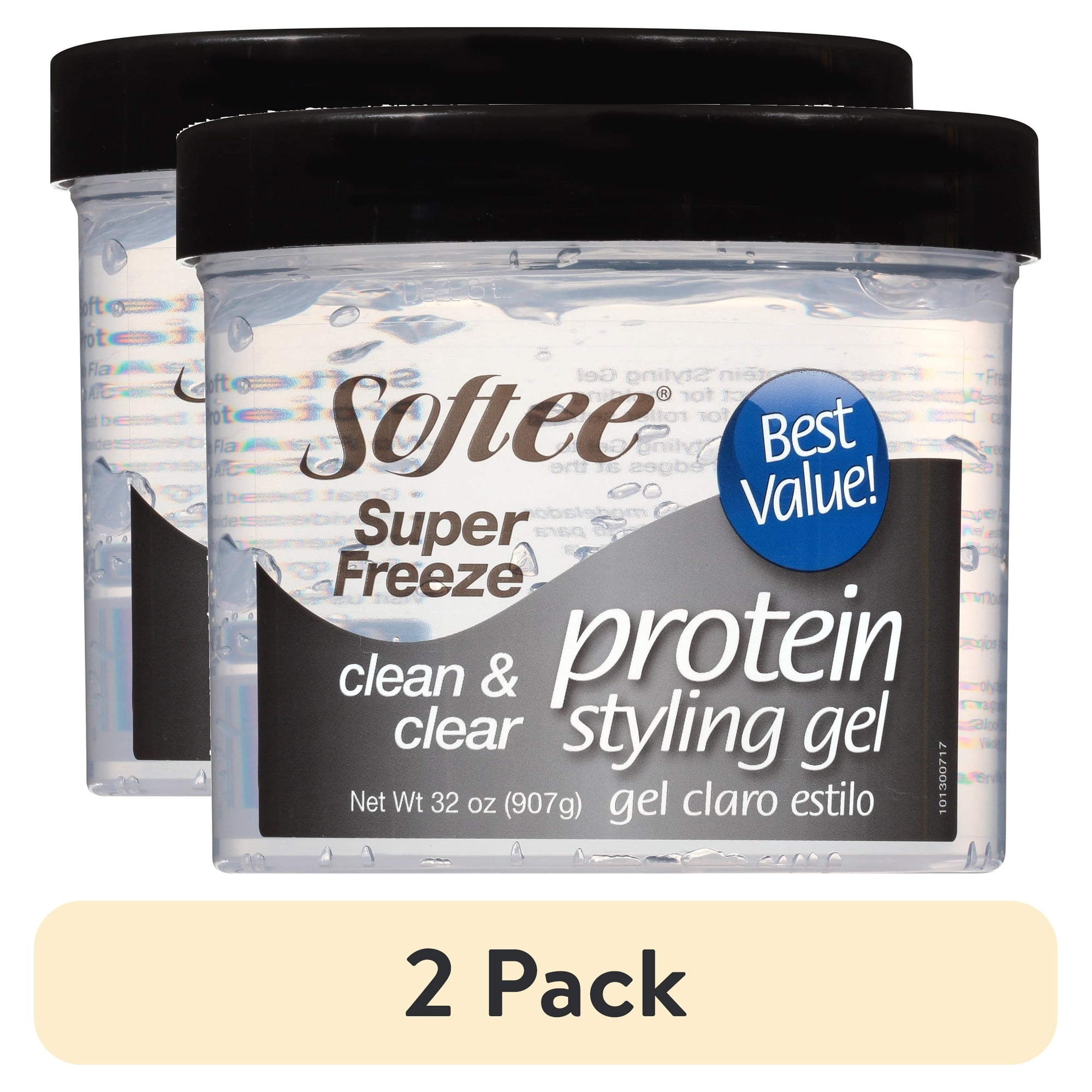(2 pack) Softee Super Freeze Protein Styling Gel 32 oz. Jar, Unisex, Clarifying, Strengthens Hair