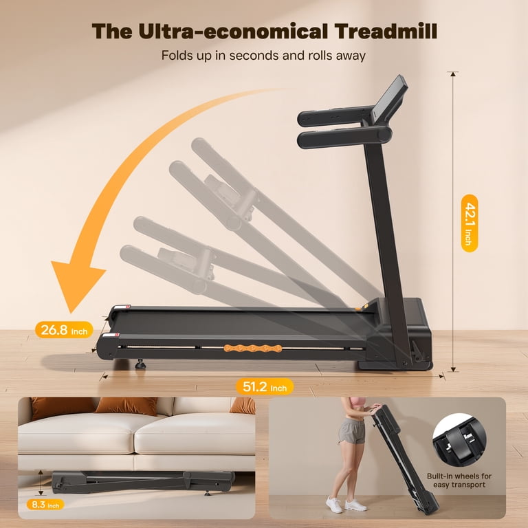 Folding Treadmill Walking Pad with Incline, 3.5HP Treadmills for