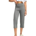thumbnail image 6 of Bloomae Women's Yoga Capris Pants High Waist Leggings Crop Straight Leg Side Slit Athletic Exercise Workout Capris with Pockets Gray XXL, 6 of 9