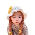 thumbnail image 3 of Opvise Baby Girls Braided Wig Woolen Yarn Knitted Hat Sunflower Cherry Cap Photo Prop, 3 of 8