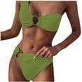 thumbnail image 2 of UPPADA Women's Two Piece Bikini Swimsuit Set Solid Top and Bottom Lace Up Swimwear Beachwear Color Block 2 Pieces Bikini Swimsuit Bathing Suit Patchwork Bikini Split Swimsuit Mint Green,S, 2 of 3