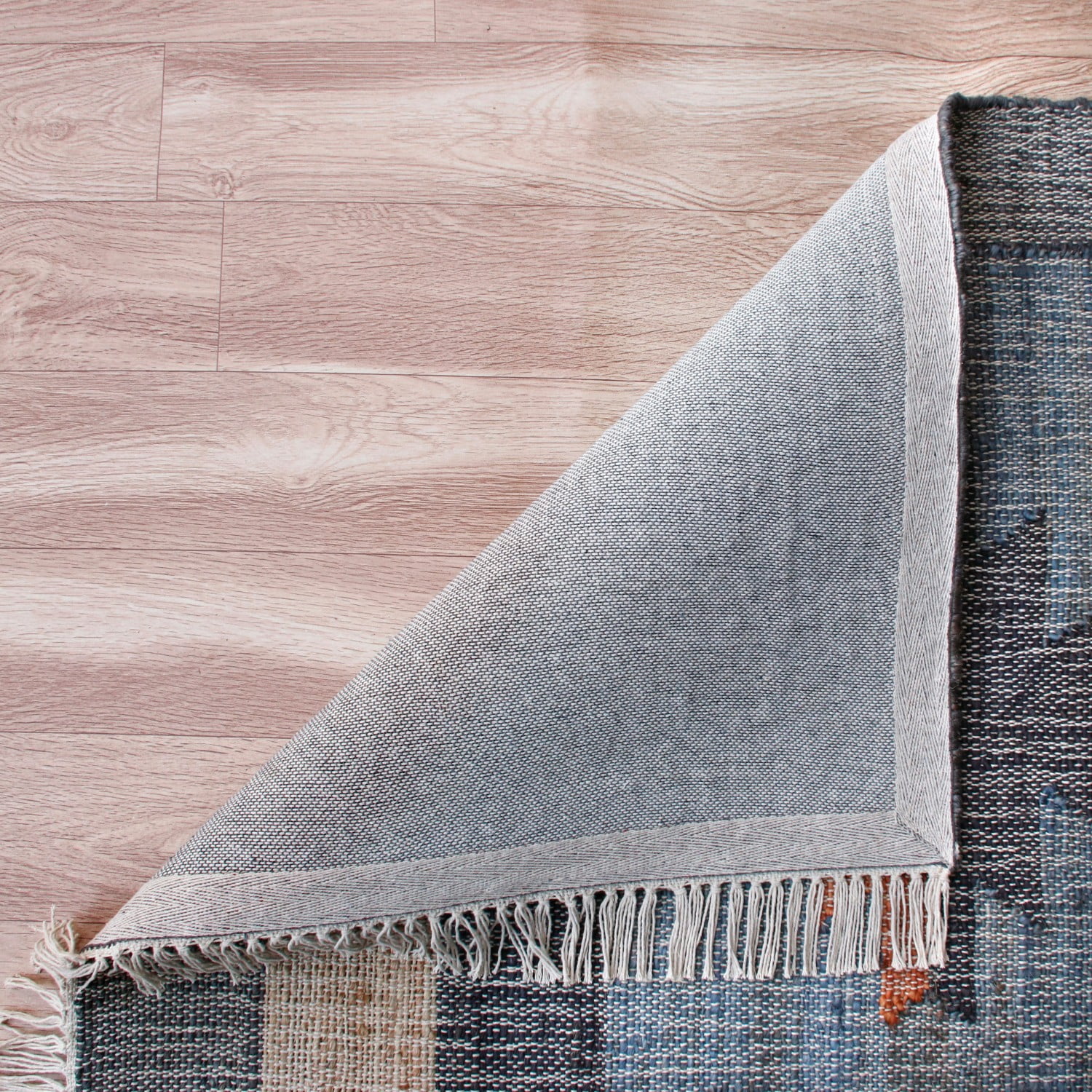 Laddha Home Designs 2' x 3' Handwoven Tribal Area Throw Rug - Tan and Gray