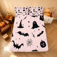 thumbnail image 4 of Homewish Halloween Ghost Bat Queen Sheets for Girls, Witch Hat Spider Web Queen Sheet Sets, Pink Black, 4-Piece (1 Flat Sheet, 1 Fitted Sheet and 2 Pillowcases), 4 of 5