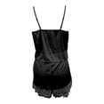 thumbnail image 4 of iHPH7 Pj Sets for Woman Satin Pajamas Set Sleepwear Womens Lace Cami Shorts Set Nightwear 2 Piece Lounge Set Women Black L, 4 of 4