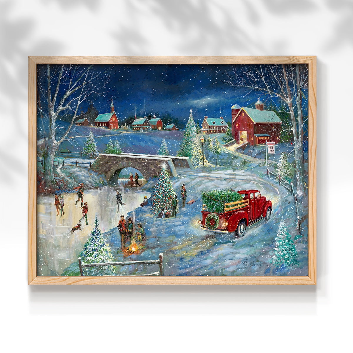 Warm Holiday Memories by Ruane Manning - Restickable Framed Giclée Print with Real Wood Frame