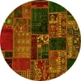 thumbnail image 1 of Ahgly Company Indoor Round Oriental Yellow Modern Area Rugs, 7' Round, 1 of 4