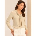 thumbnail image 2 of DARING DIVA Work Office Blouse Pleated Top Shirt S Beige, 2 of 6