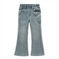thumbnail image 2 of Black*Friday Womens Clothing Clearance under $5 GaThRRgYP Girls Straight Leg Jeans,Fashionable Girls' Elastic Waisted Jeans Casual Loose Slightly Flared Pants Comfortable Pants Blue 7 Years, 2 of 3