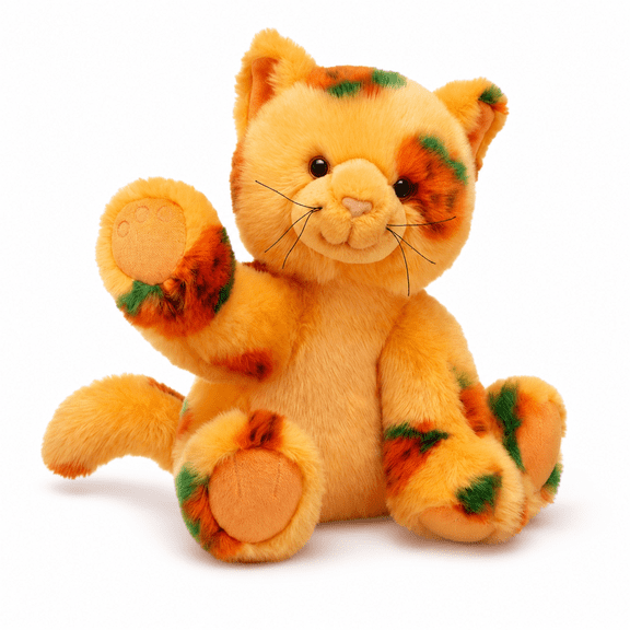Pumpkin Kitty Stuffed Animal, 9.8" Orange Cat Plush with Pumpkin Color Patches, Soft Halloween Fall Plush Decor for Sofa Bed Desk Shelf Gift