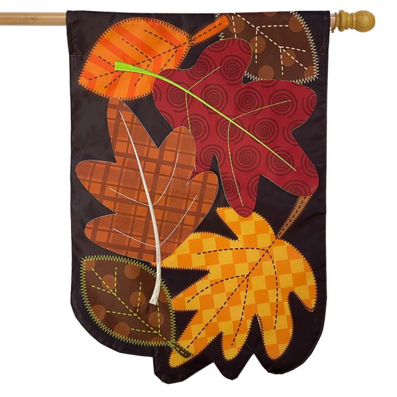Briarwood Lane Fallen Leaves Applique Autumn House Flag