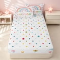thumbnail image 4 of Erosebridal Kawaii Rainbow Print Zipper Queen Comforter Set with Fitted Sheet and 2 Pillowcases for Girls, Colorful Flower Zipper Bedding Set, Polka Dots Reversible, 4 of 7