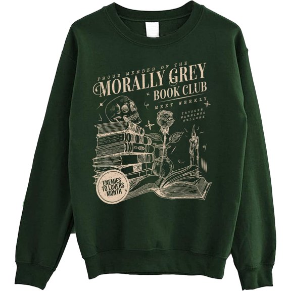 Morally Grey Book Club Crewneck Sweatshirt, Dark Academia Aesthetic Pullover for Readers and Book Lovers