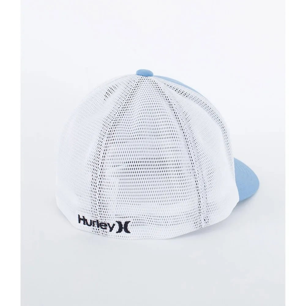 Hurley Men's Hat Tasman Stretch Flex Fit Mesh Trucker Cap (Large/X-Large, Sky Blue/White)
