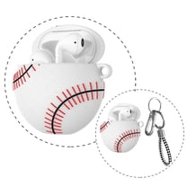 Tekcoo AirPods 1 & 2 Silicone Case Cover Protective Skin for Apple Airpod 1st & Airpods 2nd Charging Case -White Baseball Design