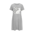 thumbnail image 4 of Aobny Cat-Print Casual Nightgowns for Women's Thin Gray Sleep Dresses Short Crew Neck Short Sleeve Adults Tops Sleep, 4 of 6