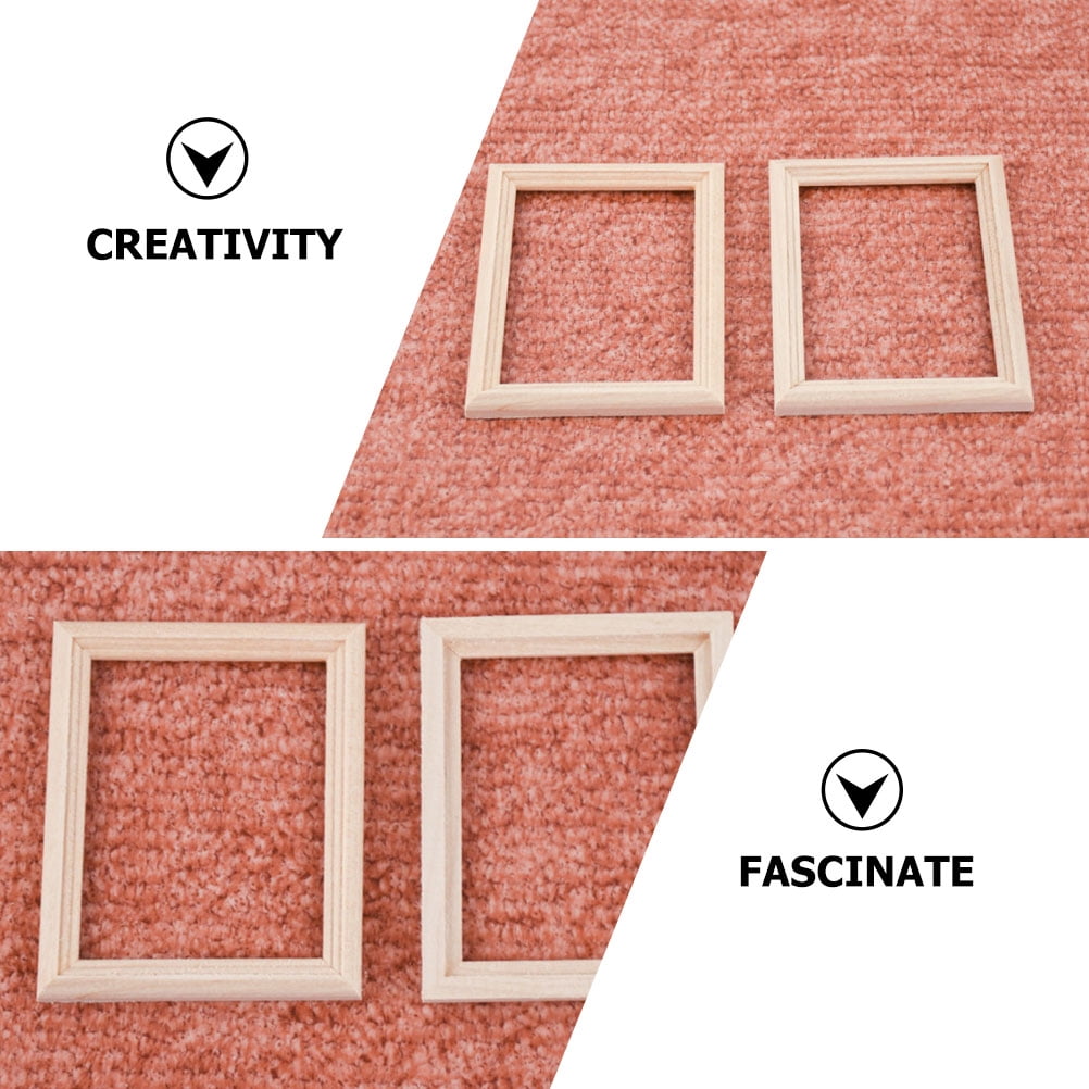 Gymnture Miniature Wooden Furniture Vintage Frames for Dollhouse Decoration