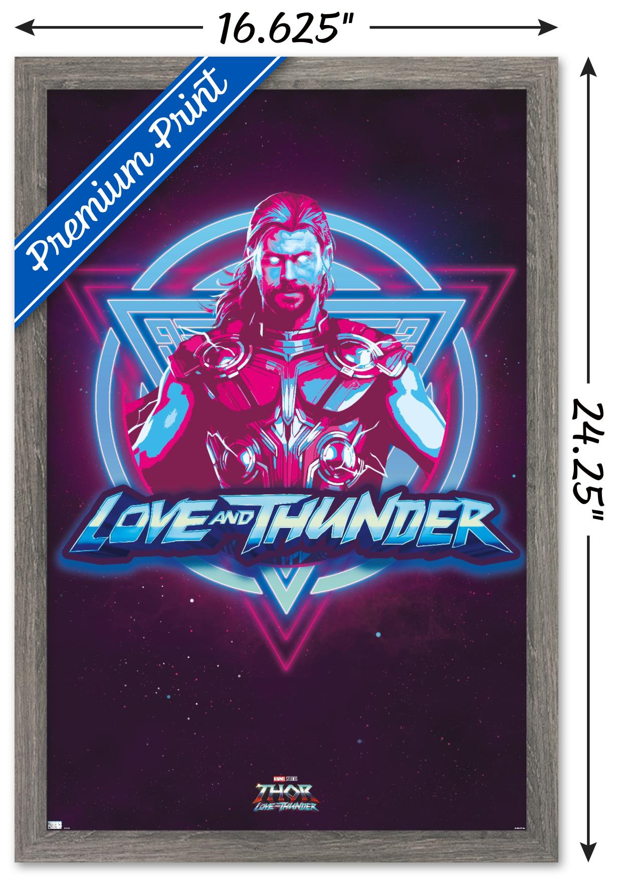 Marvel Thor: Love and Thunder - Vaporwave Wall Poster, 14.725" x 22.375" Framed