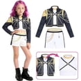 thumbnail image 3 of Guvpev Halloween Cosplay Costume for G'irl's, Popular Singer Idol Group Stage Performance Outfit with Uniform and Shorts, Pop Star Role Play Costumes for Halloween Dress Up Party, Festival & Carnival, 3 of 7