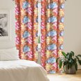 thumbnail image 2 of Ambesonne Floral Curtains, Tropical Flowers Summer Art, Pair of 28"x95", Burnt Orange and Sea Blue, 2 of 5
