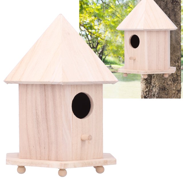 Birdhouse, Natural Wooden Bird Nesting Box, For Outdoor Gardens