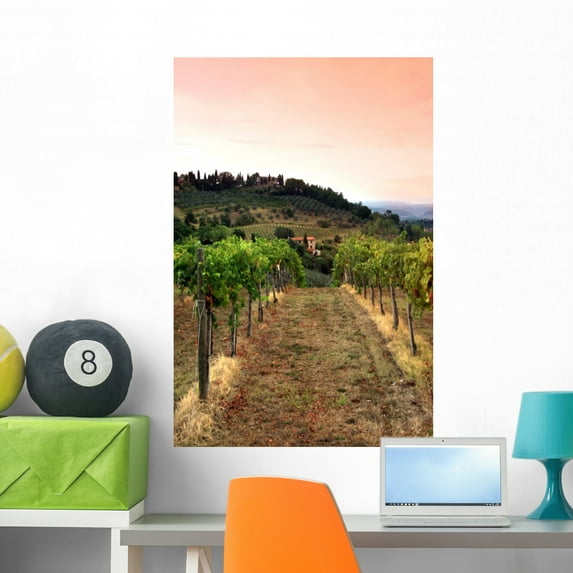 Vinyards and Rolling Hills Wall Mural Decal Sticker, Wallmonkeys Peel & Stick Vinyl Graphic (36 in H x 24 in W)