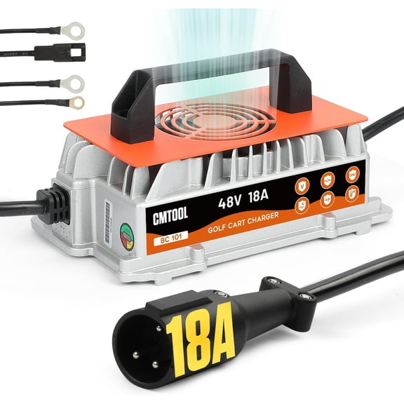 48V 18A Automatic Lead Acid Charger for Golf Cart , Club Car, Forklifts, Smart Fast Golf Cart Charger with IP67 Waterproof & 16ft Cord